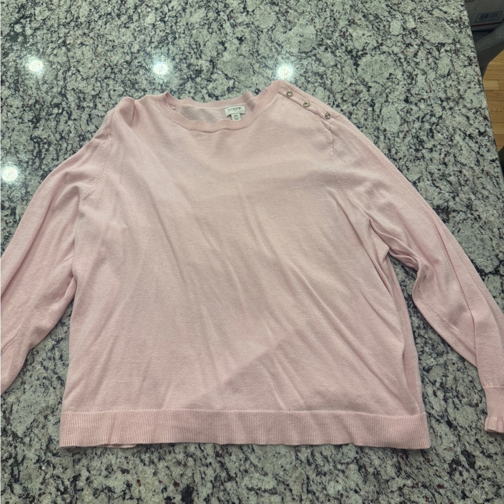 J. Crew Light Pink Crew Neck Sweater with Button Accents
